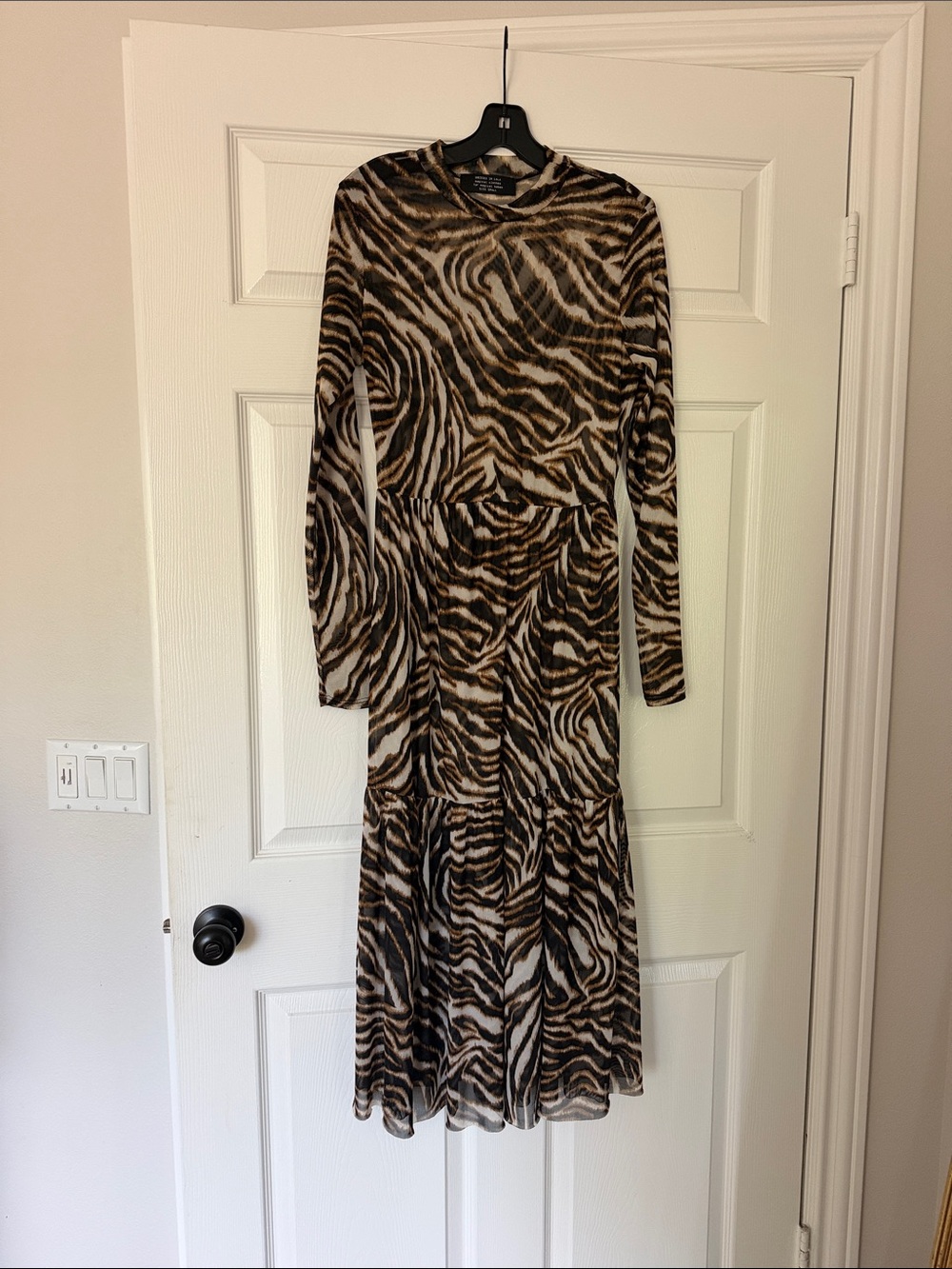 Dressed in LALA Tiger-Print Mesh Maxi Dress